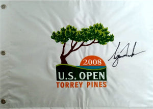 Tiger Woods US Open Torrey Pines pin flag signed with proof