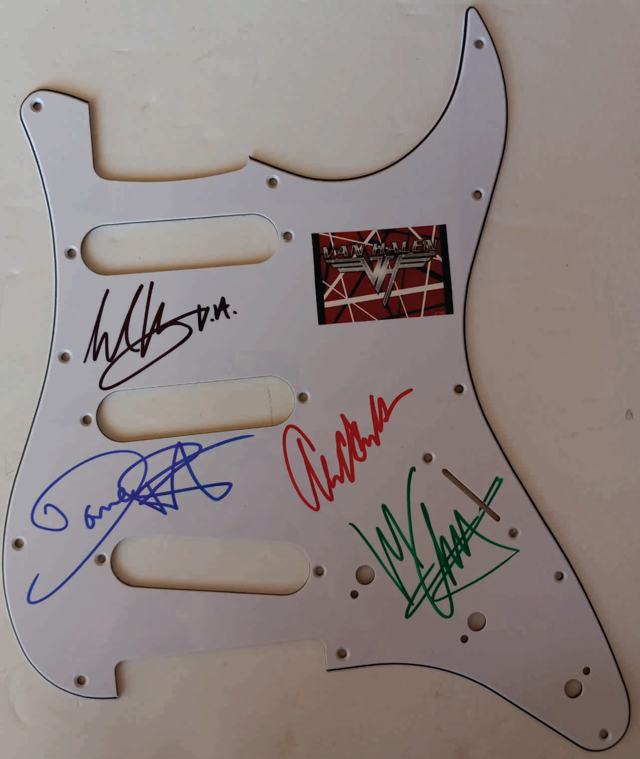 Eddie Van Halen David Lee Roth Michael Anthony Allex Van Halen guitar pickguard signed with proof