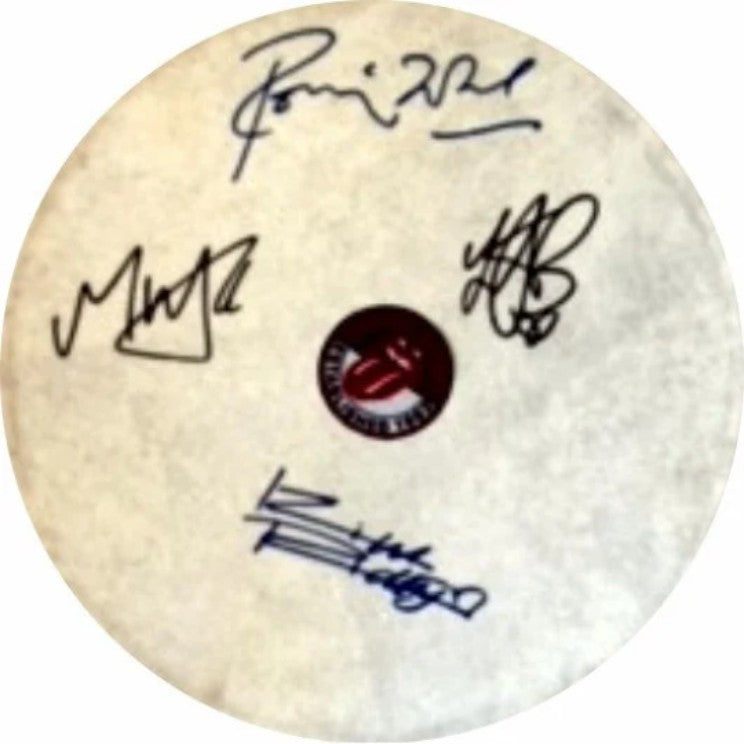 Mick Jagger Keith Richards Ronnie Wood Charlie Watts tambourin signed with proof