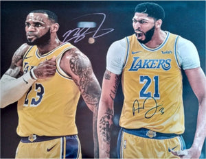 LeBron James and Anthony Davis Los Angeles Lakers 16 x 20 photo signed with proof