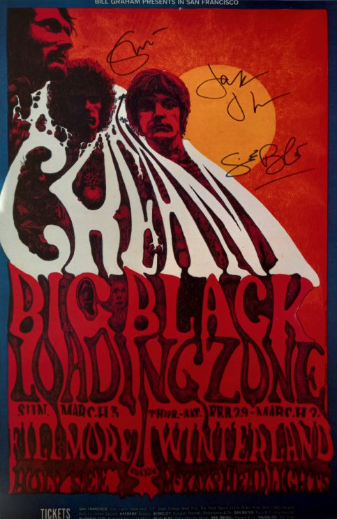 Jack Bruce Ginger Baker Eric Clapton Cream reproduction concert poster 11x17 signed with proof