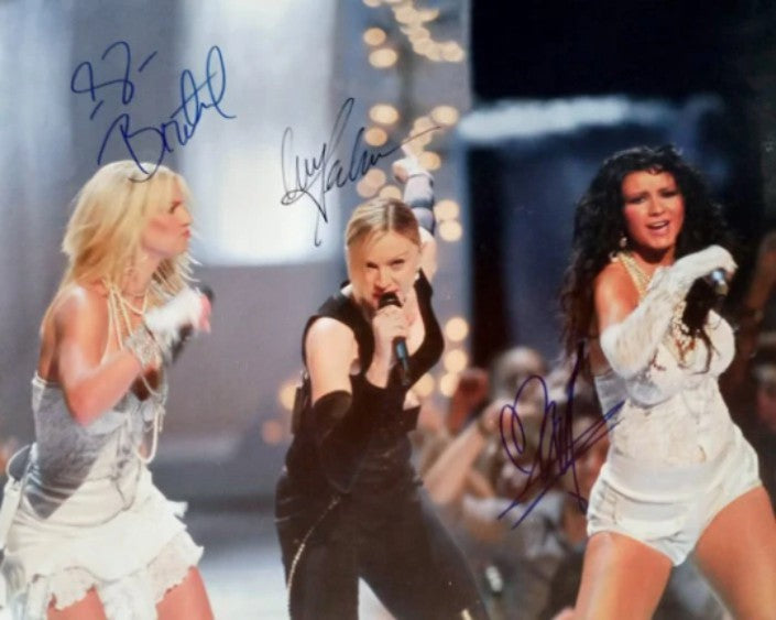 Madonna Christina Aguilera Britney Spears 16 x 20 photo signed with proof