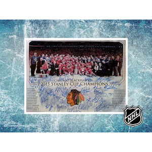 Patrick Kane Patrick Sharp Jonathan Toews Chicago Blackhawks 2014-15 Stanley Cup champion team signed 16 x 20 photo signed