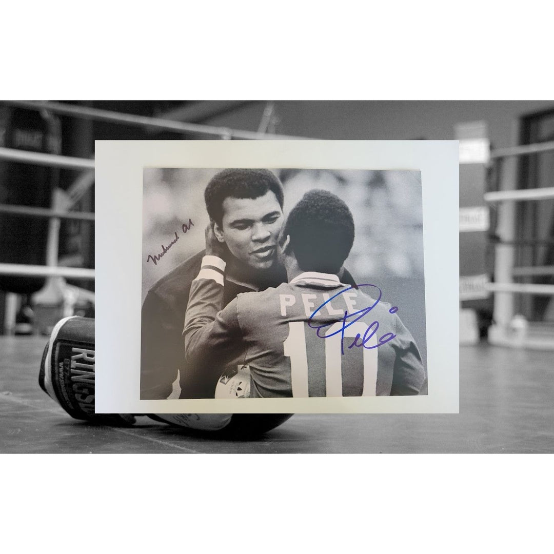 Muhammad Ali and Pele 8 x 10 photo signed with proof - Awesome Artifacts 