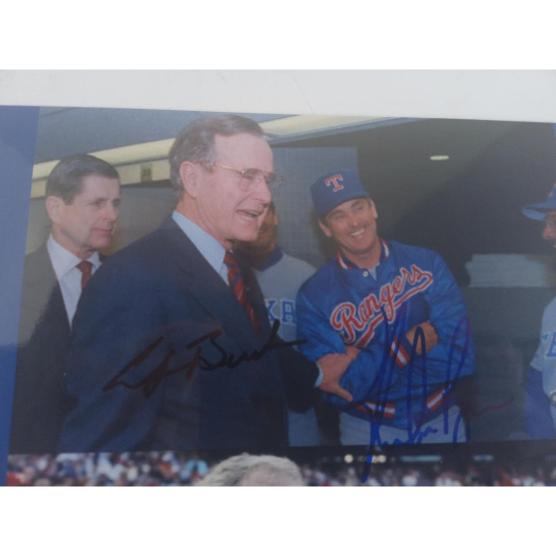 Nolan Ryan, George H.W. Bush, George W. Bush, 8x10 photo signed with proof with free shipping