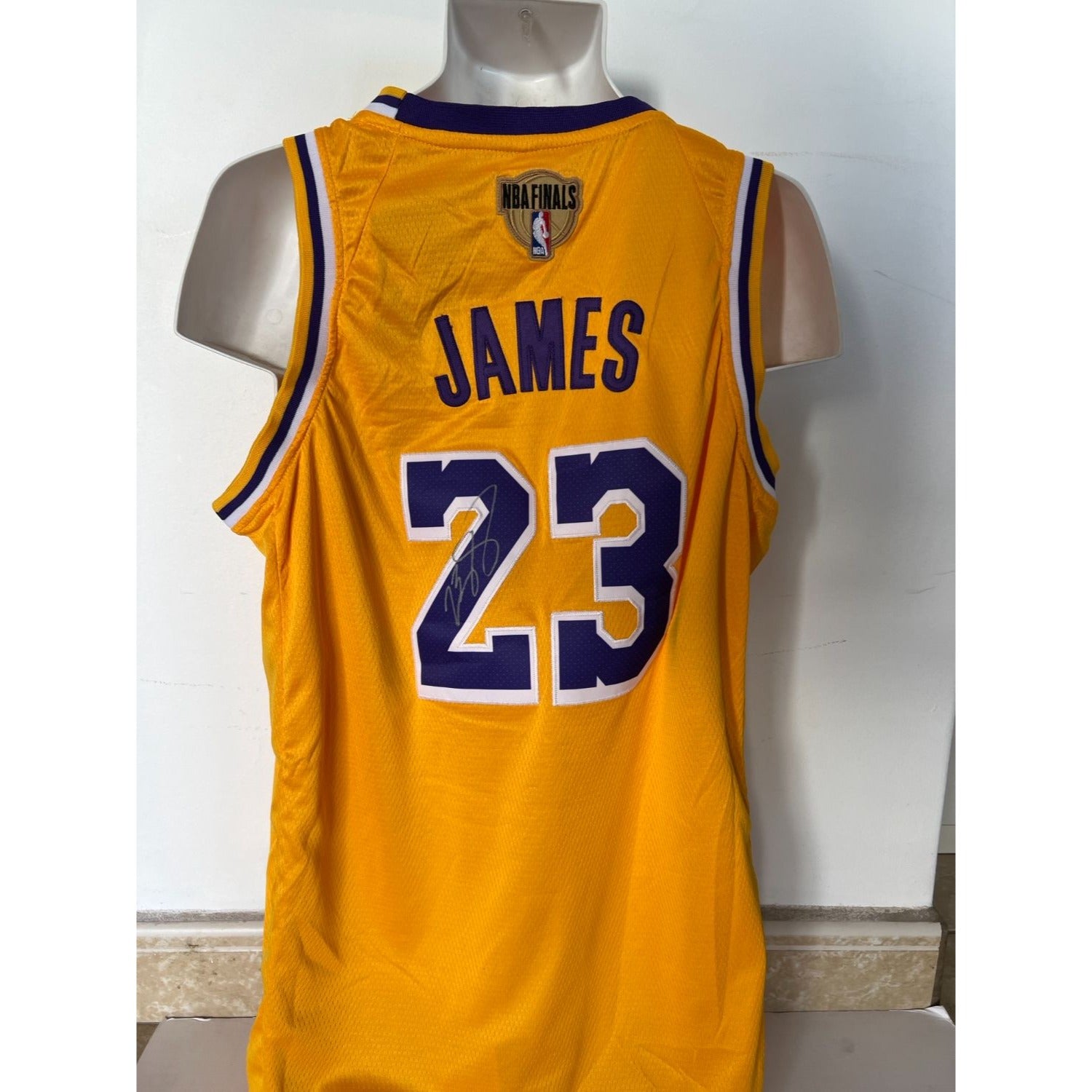 LeBron James Los Angeles Lakers Autographed Gold Nike Authentic