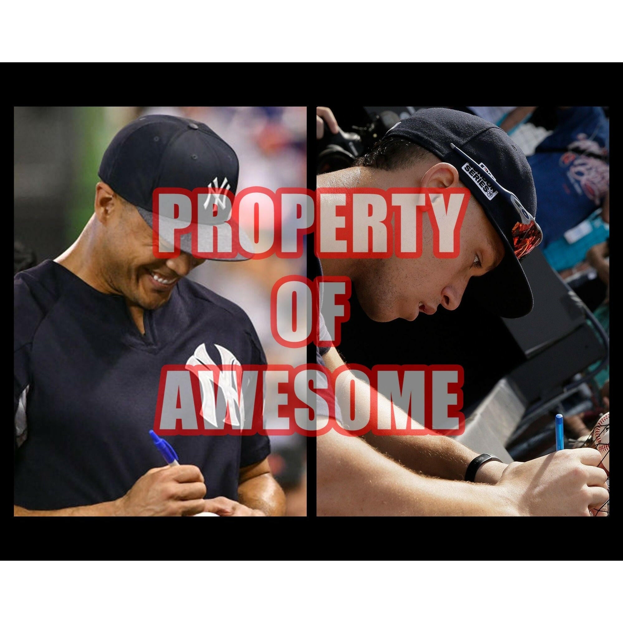 Aaron Judge, Giancarlo Stanton, New York Yankees MLB baseball signed with proof