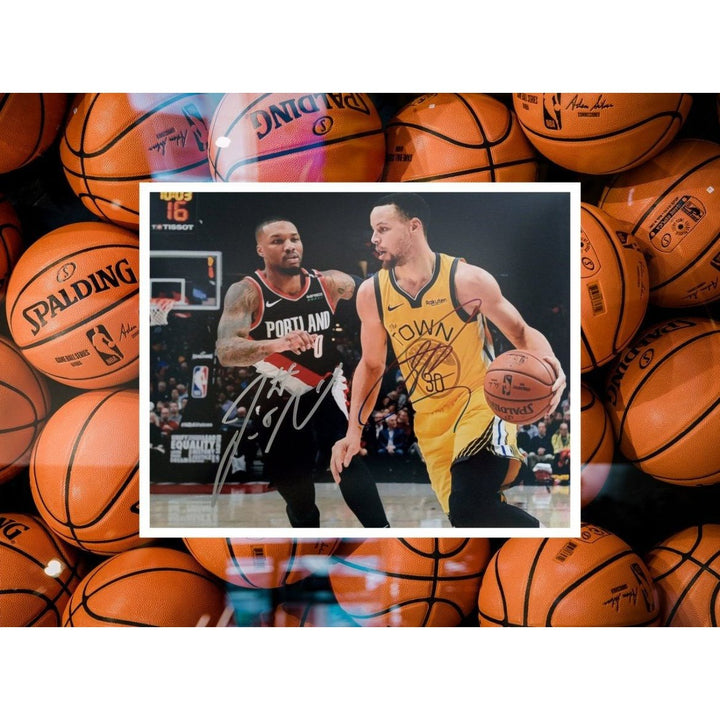 Damian Lillard and Stephen Curry 8 x 10 signed photo with proof