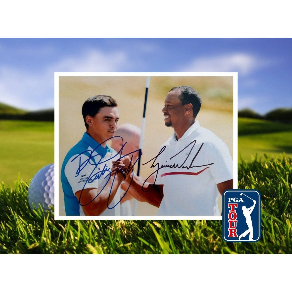 Rickie Fowler and Tiger Woods 8 x 10 photo signed with proof