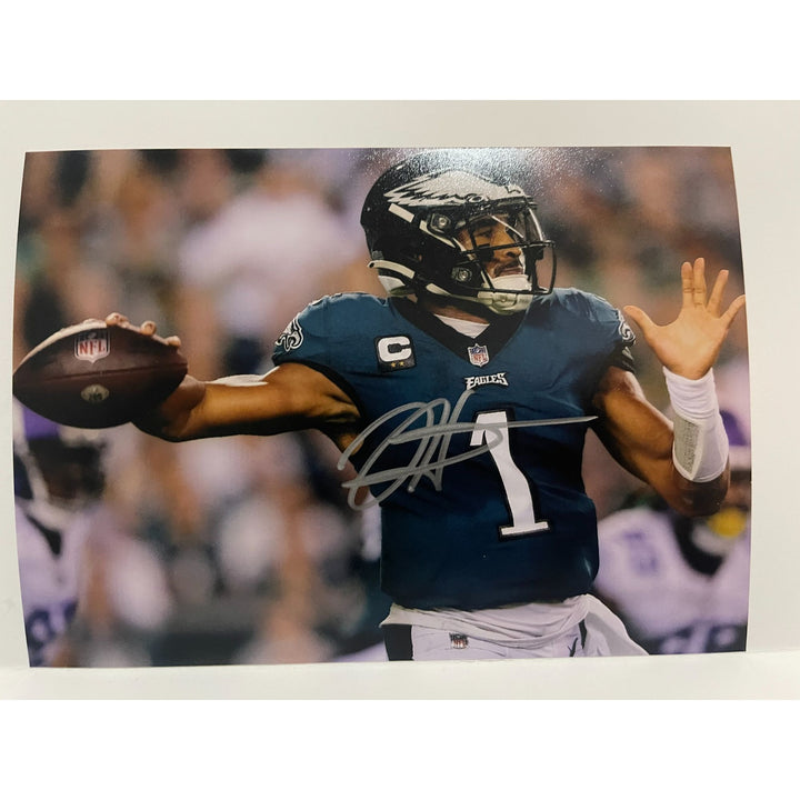 Jalen Hurts Philadelphia Eagles 5x7 photo signed with proof with free acrylic frame