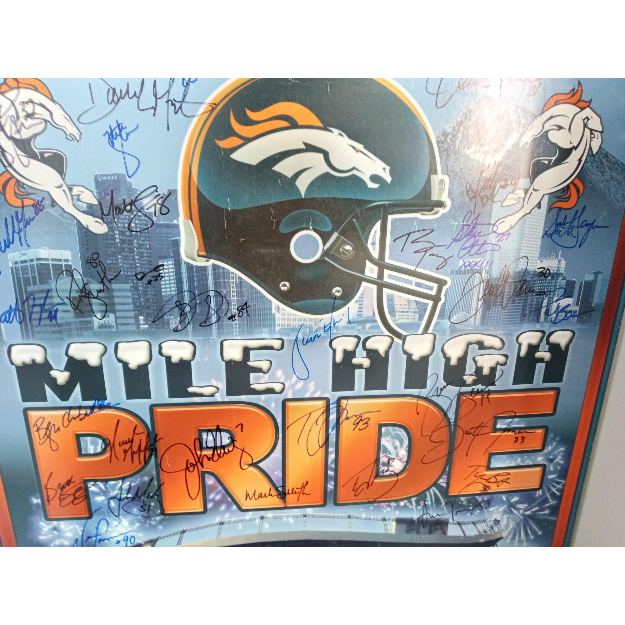 John Elway Denver Broncos Super Bowl champs signed poster