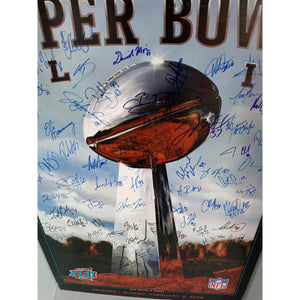2008 Super Bowl poster signed by the Patriots and Super Bowl champion New York Giants