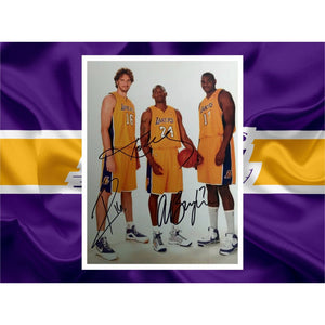 Pau Gasol Kobe Bryant Andrew Bynum Los Angeles Lakers 8x10 photo signed with proof