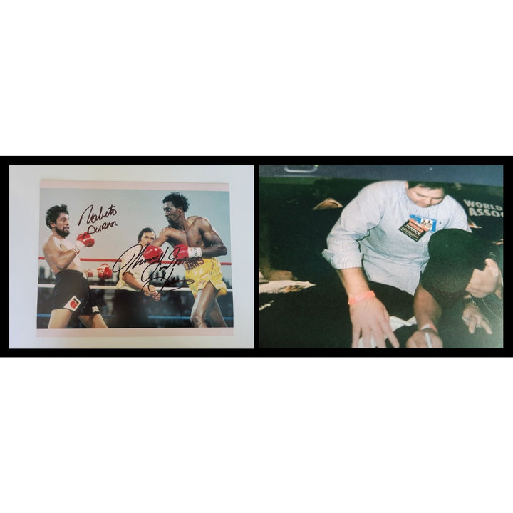 Roberto Duran and Tommy Hitman Hearns 8 x 10 photo sign with proof - Awesome Artifacts 