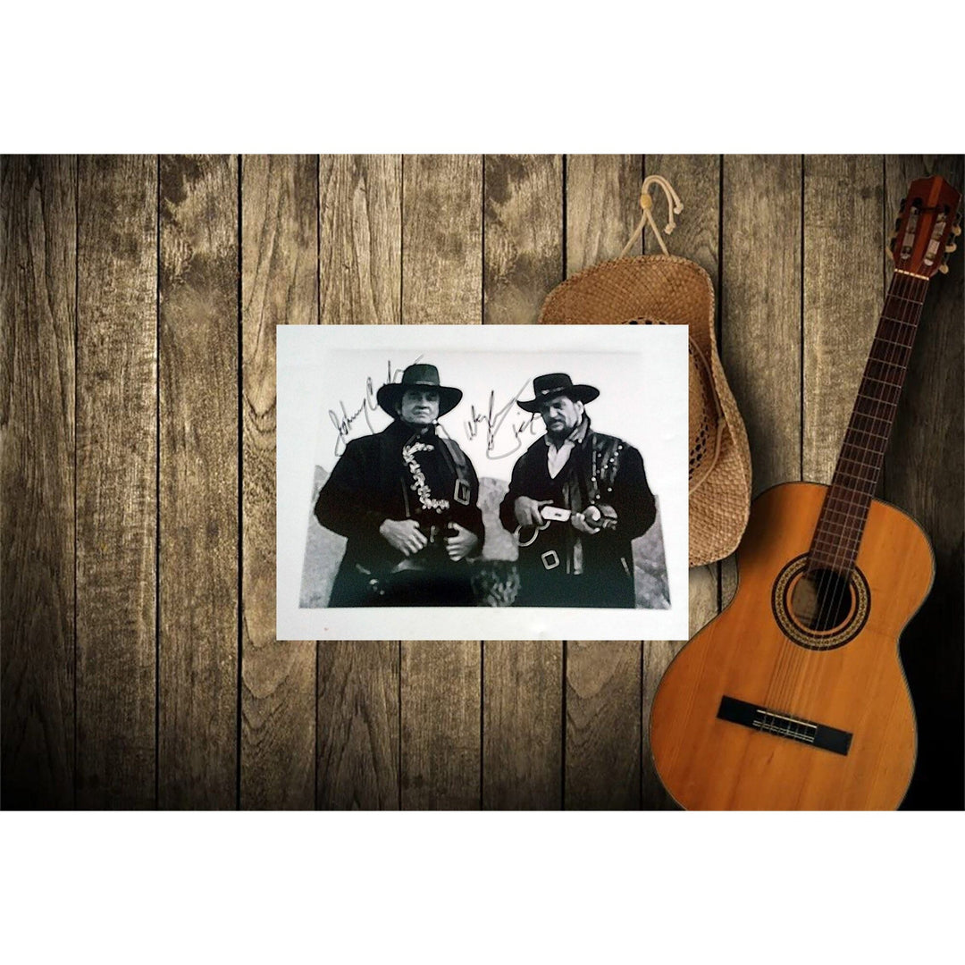 Waylon Jennings and Johnny Cash 8 by 10 signed photo with proof - Awesome Artifacts 