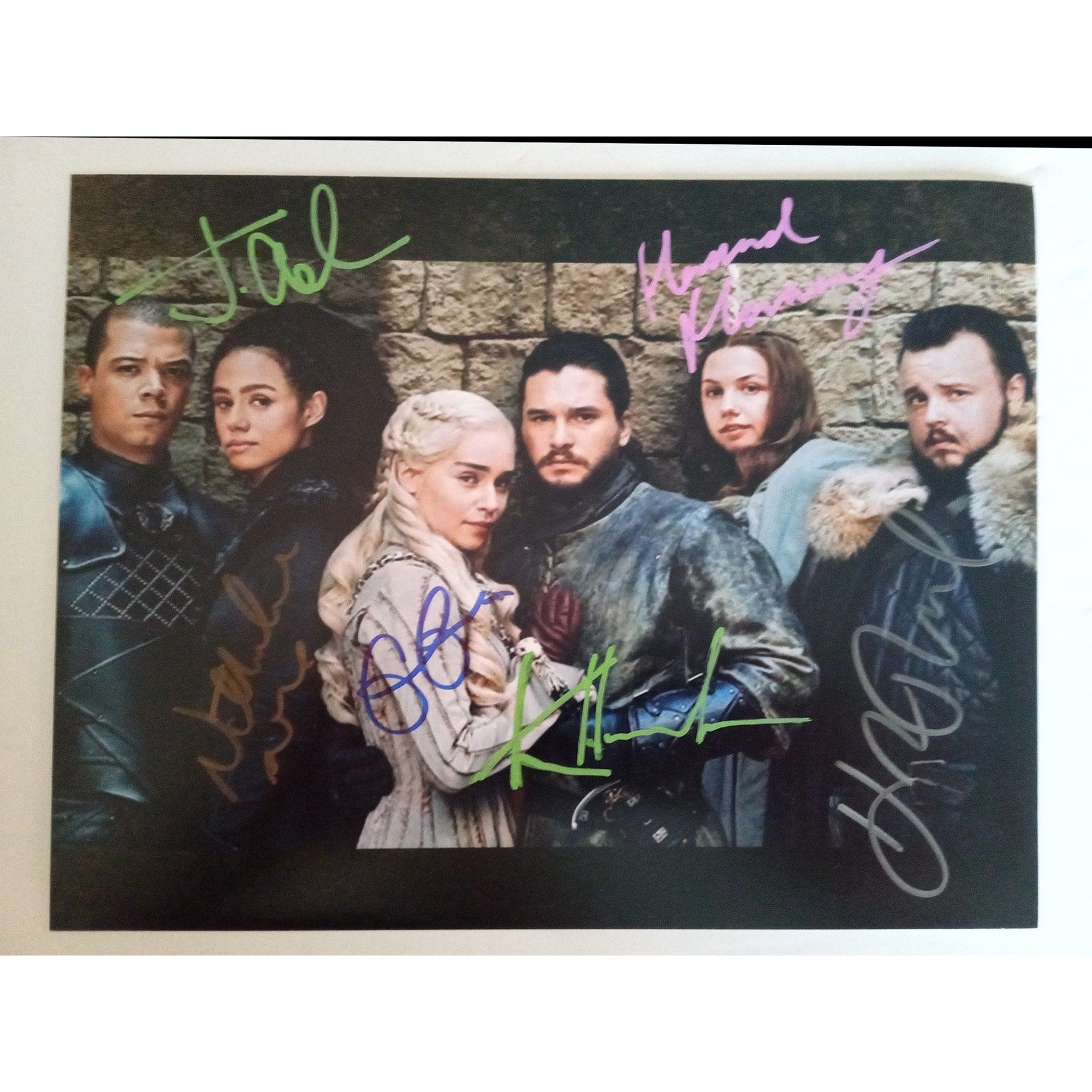 Game of Thrones Peter Dinklage, Kit Harington, Lena Headey, Emilia Clarke, Nikolaj Coster Waldau 8 by 10 signed photo with proof