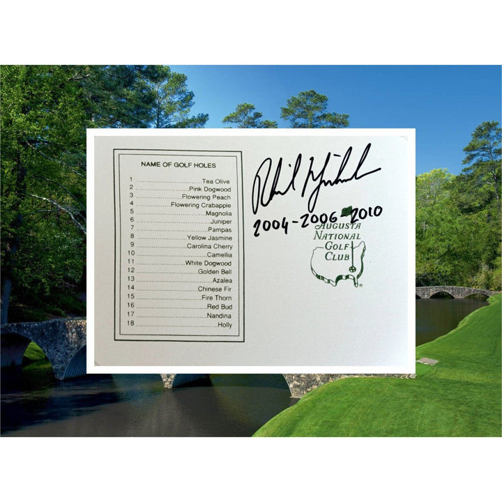 Phil Mickelson Masters signed scorecard with proof - Awesome Artifacts 