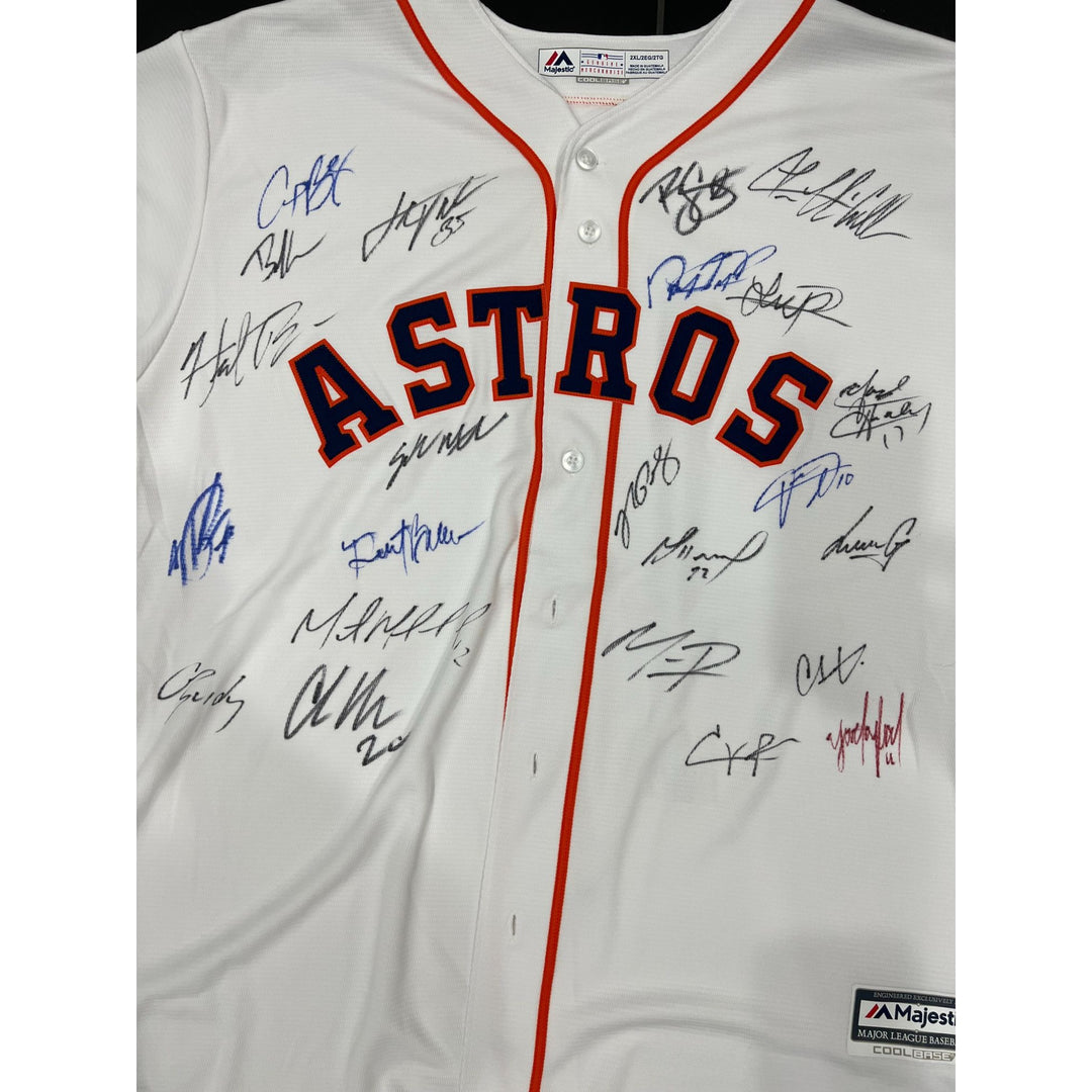 Houston Astros Framber Valdez Justin Verlander, Alex Bregman, Yordan Alvarez, Jose Altuve, 2022 World champs game model jersey signed