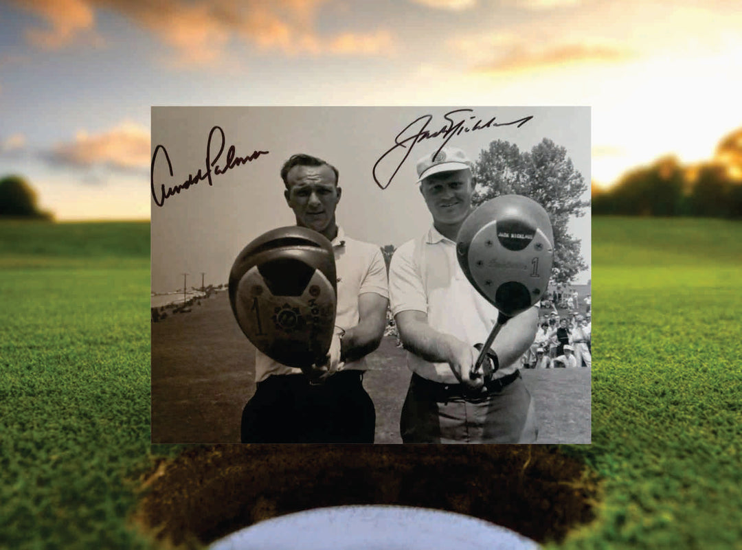 Jack Nicklaus and Arnold Palmer 8 x 10 frame signed with proof