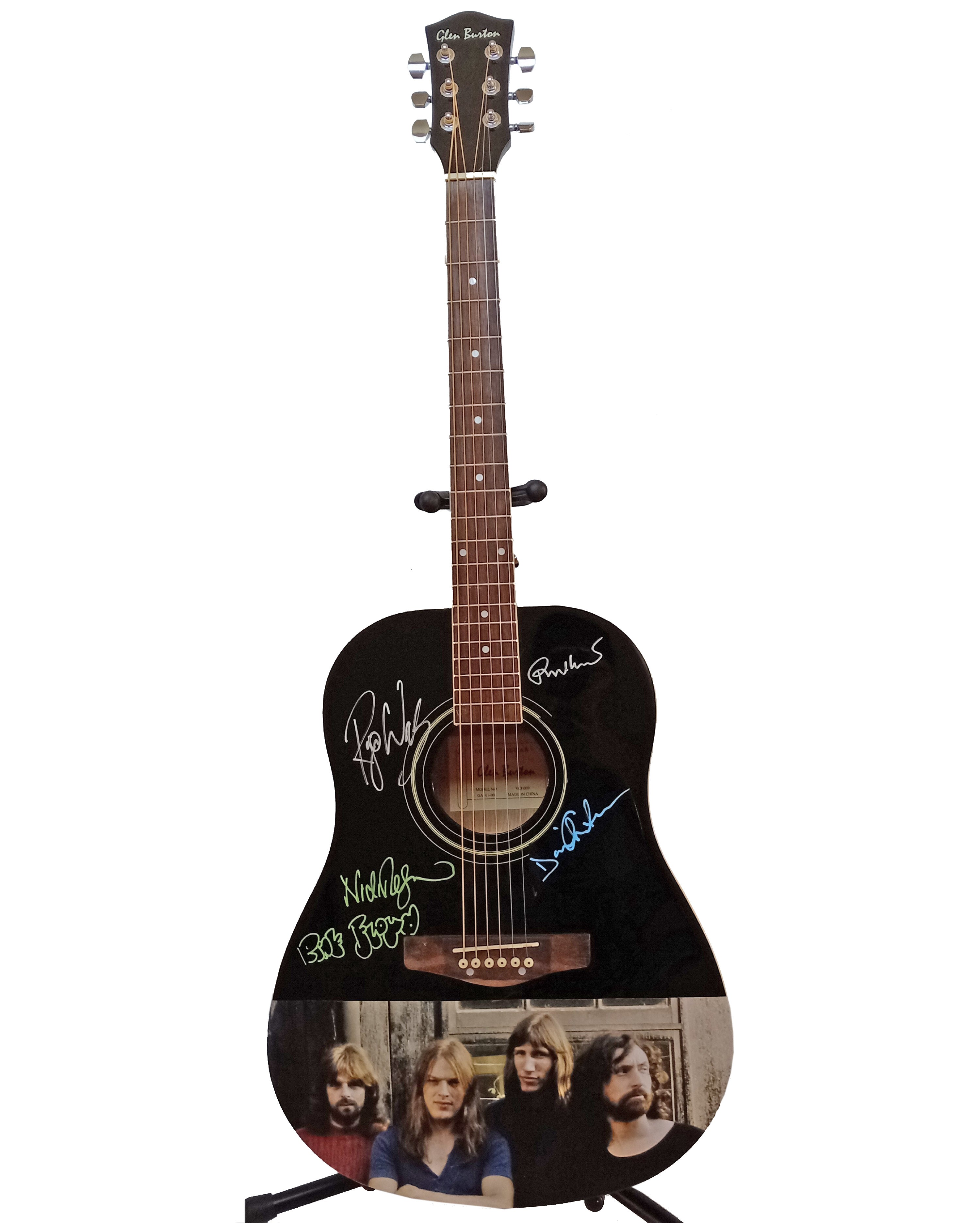 Pink Floyd David Gilmour, Roger Watters, Nick Mason, Richard Wright one of a kind guitar signed with proof