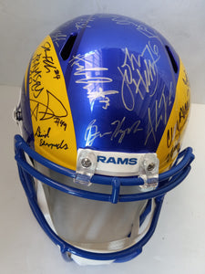 Cooper Kupp, Matt Stafford, Aaron Donald 2021 Los Angeles Rams team signed Riddell Speed Replica full size helmet with proof