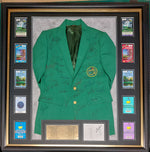 Load image into Gallery viewer, Masters Champions green jacket 40 in all Tiger Woods, Jack Nicklaus, Arnold Palmer, Sam Snead, Byron Nelson signed with proof and museum quality frame 43x43 with proof
