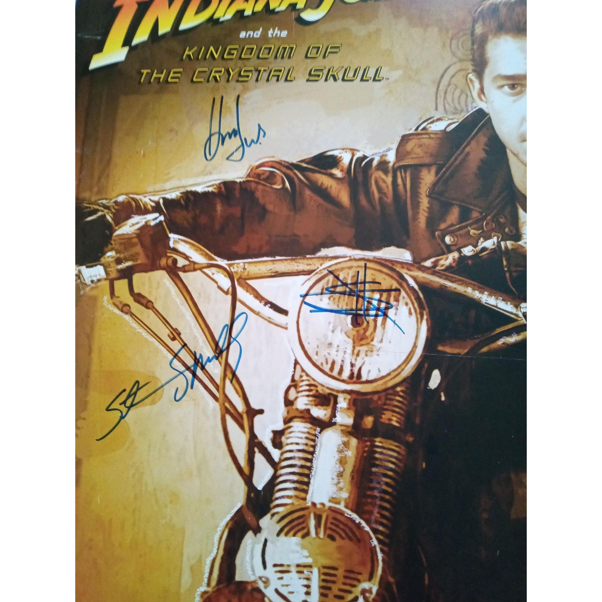 Harrison Ford Steven Spielberg George Lucas Shia LaBeouf signed posterw proof