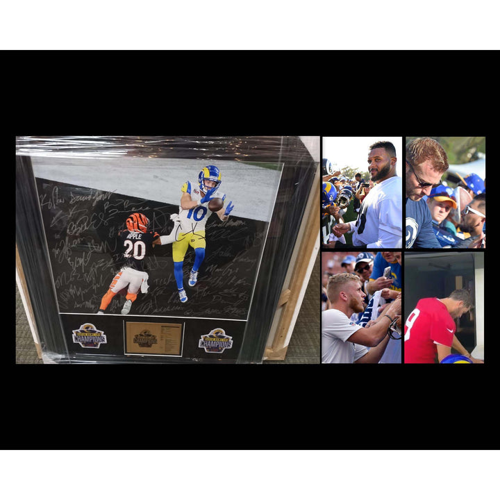 Los Angeles Rams Cooper Kupp Aaron Donald Matthew Stafford 2020 21 Super Bowl champions team signed and framed 16x20 photo