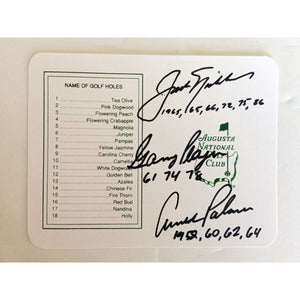 Arnold Palmer, Jack Nicklaus and Gary Player scorecard signed with proof