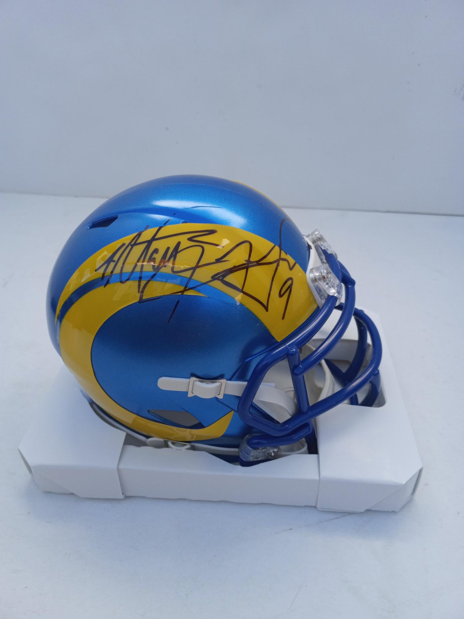 Matt Stafford LA Rams mini helmet with proof