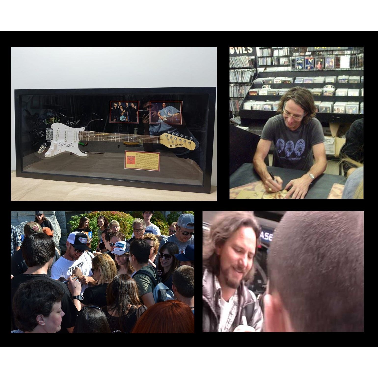 Eddie Vedder Jeff Ament, Stone Gossard, Matt Cameron Mike McCready Pearl Jam framed guitar signed with proof
