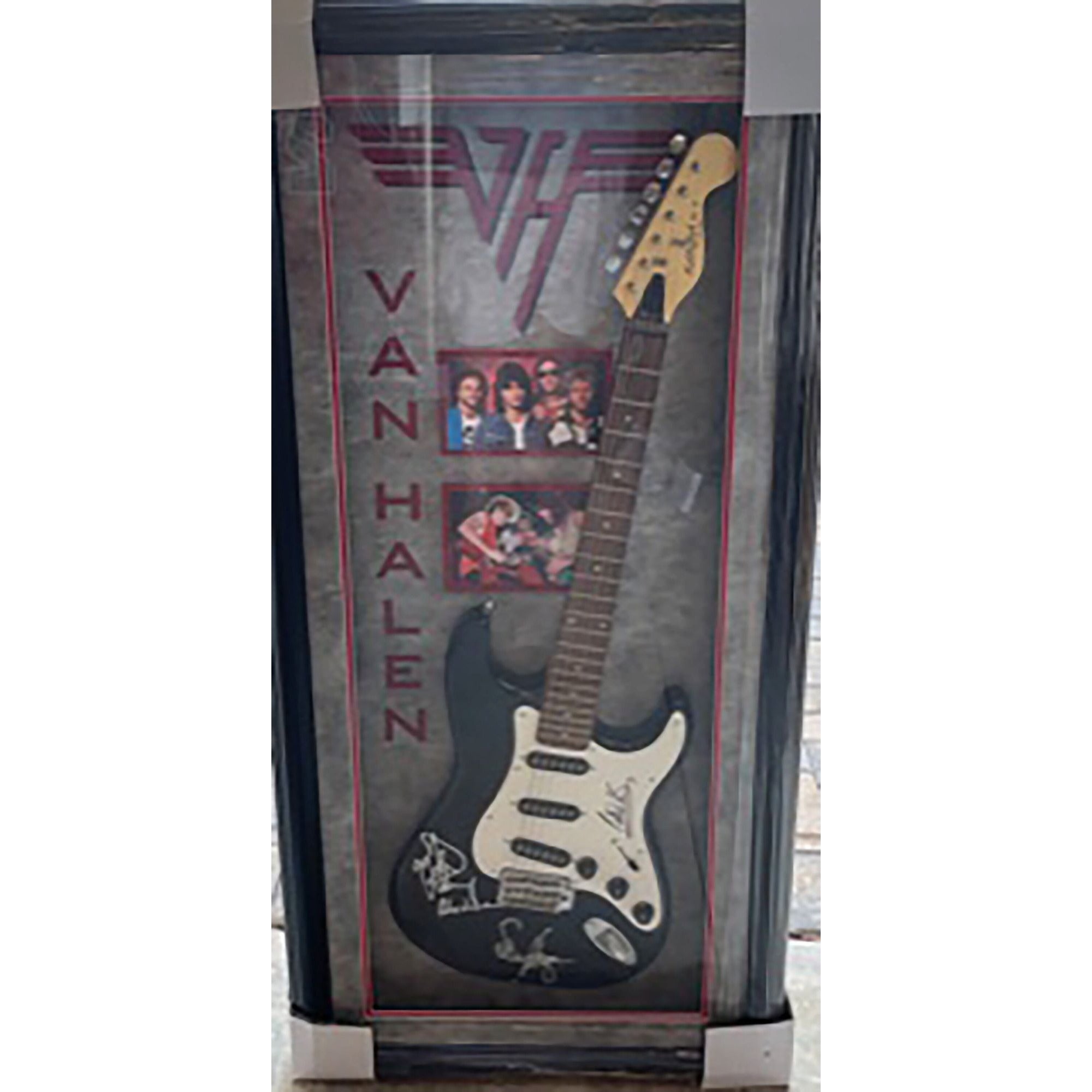 Van Halen group signed and framed guitar with proof