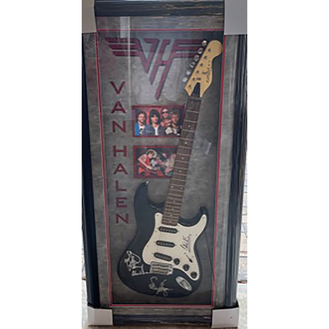 Van Halen group signed and framed guitar with proof - Awesome Artifacts 