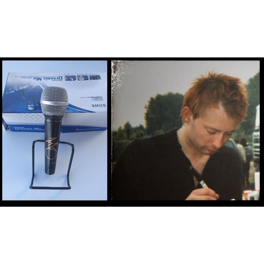 Thom Yorke Radiohead lead singer microphone signed with proof