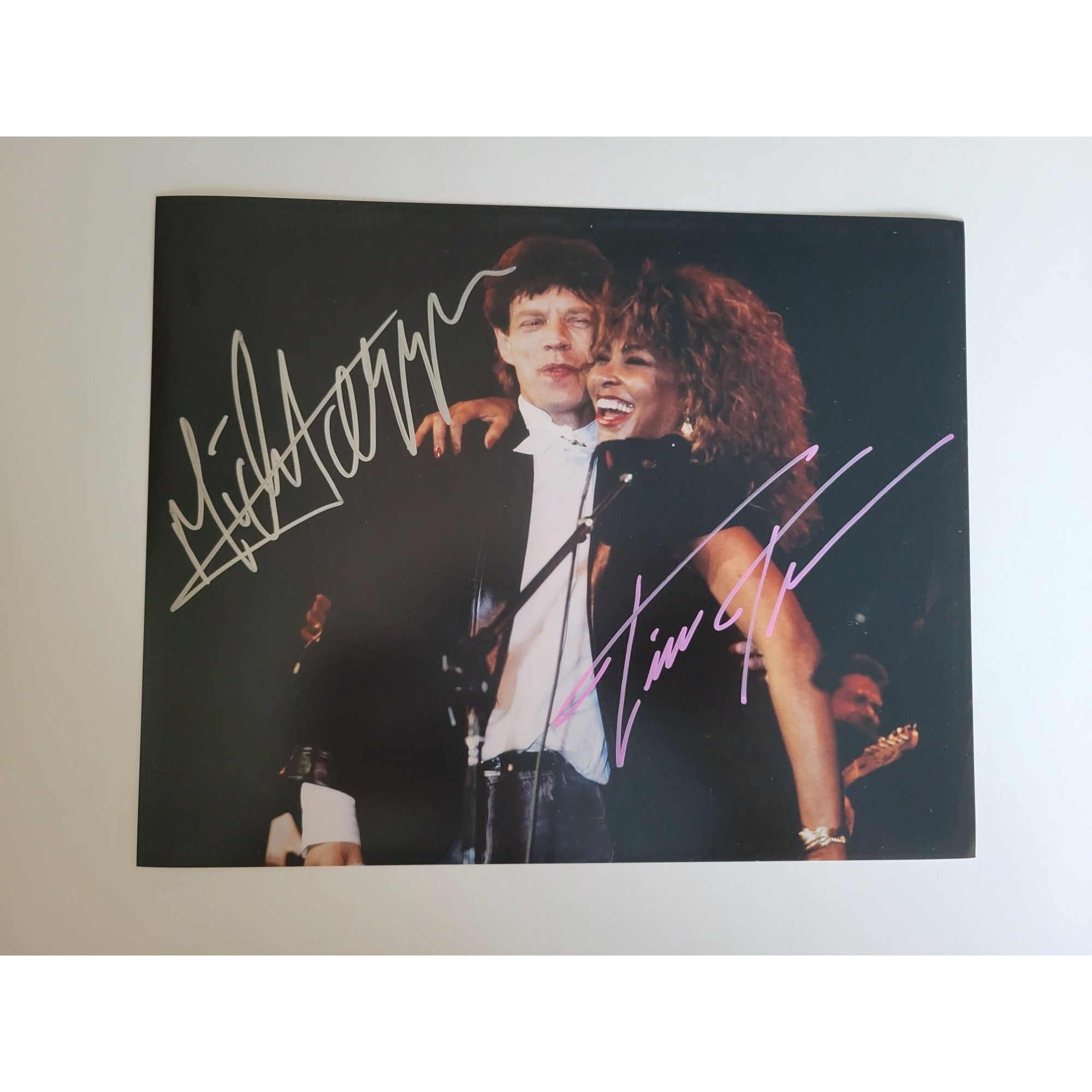 Tina Turner and Mick Jagger 8x10 photo sign with proof
