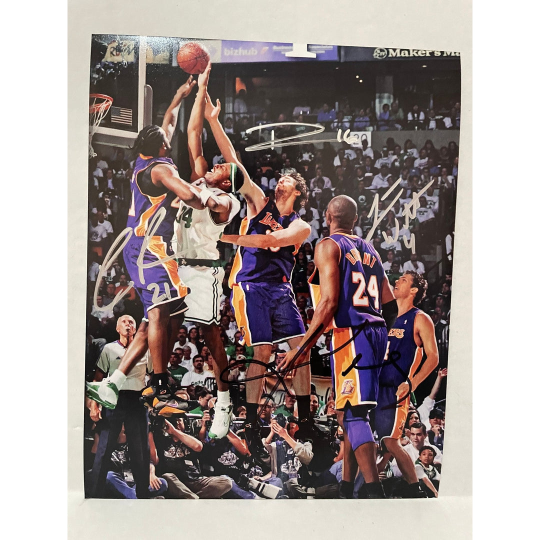 Kobe Bryant, Pau Gasol, Paul Pierce, Luke Walton 8 by 10 size photo with proof - Awesome Artifacts 