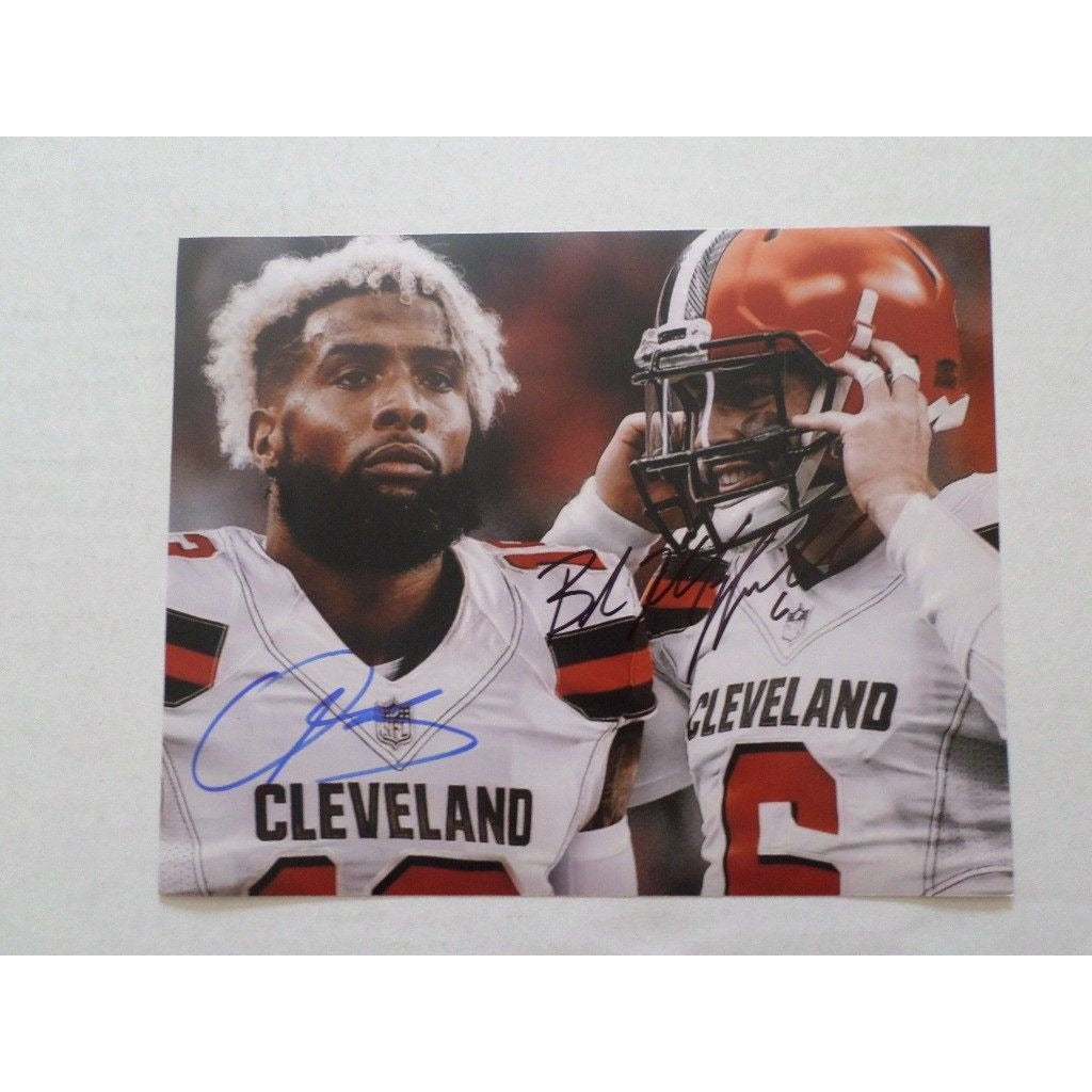 Odell Beckham jr. And Baker Mayfield 8 by 10 signed photo