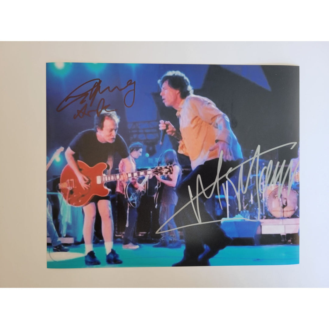 Mick Jagger and Angus Young 8x10 photo signed with proof