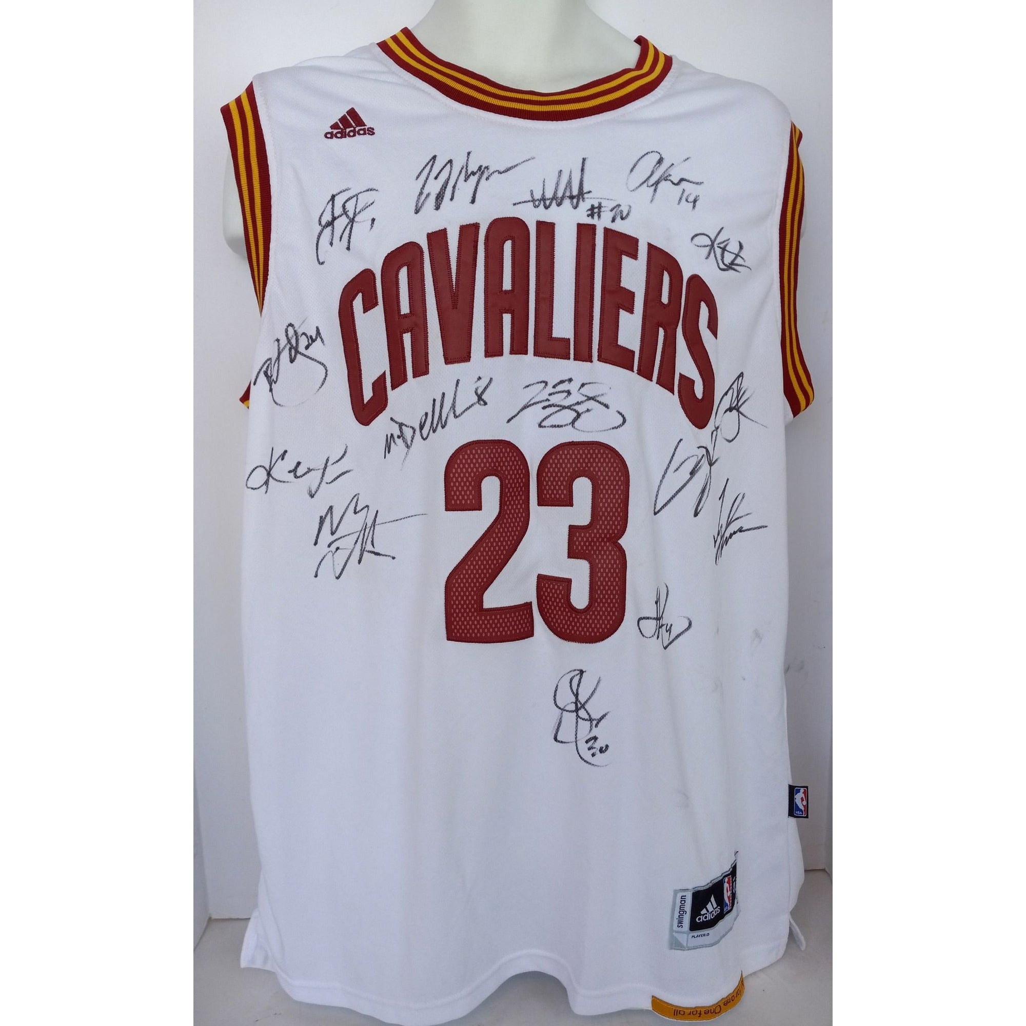 LeBron James Autographed Cleveland Cavaliers Authentic Adidas White Jersey  With 3x NBA Finals MVP Logo & 2016 NBA Finals Cham