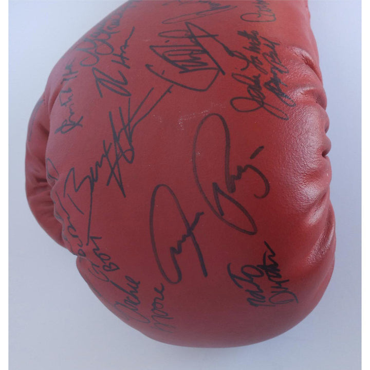 Jake LaMotta Marvin Hagler Carmen Basilio boxing Legend signed glove with proof