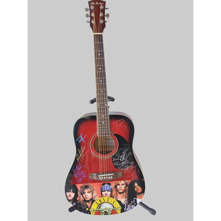 Guns n' Roses Axel, Slash, Duff, Steven Adler one-of-a-kind acoustic guitar signed with proof