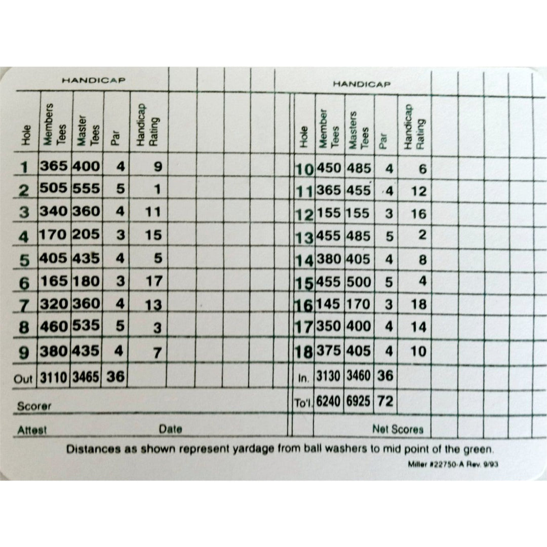 Tiger Woods Masters scorecard signed with proof