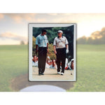 Load image into Gallery viewer, Jack Nicklaus and Tiger Woods 16 by 20 photo signed with proof
