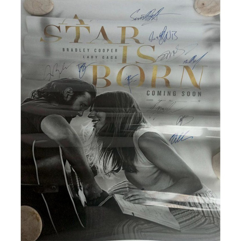 A Star is Born 24 by 36 movie poster Bradley Cooper Lady Gaga 12 sigs in all signed with proof