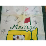 Load image into Gallery viewer, Tiger Woods, Jack Nicklaus, Phil Mickelson signed Masters golf banner with proof
