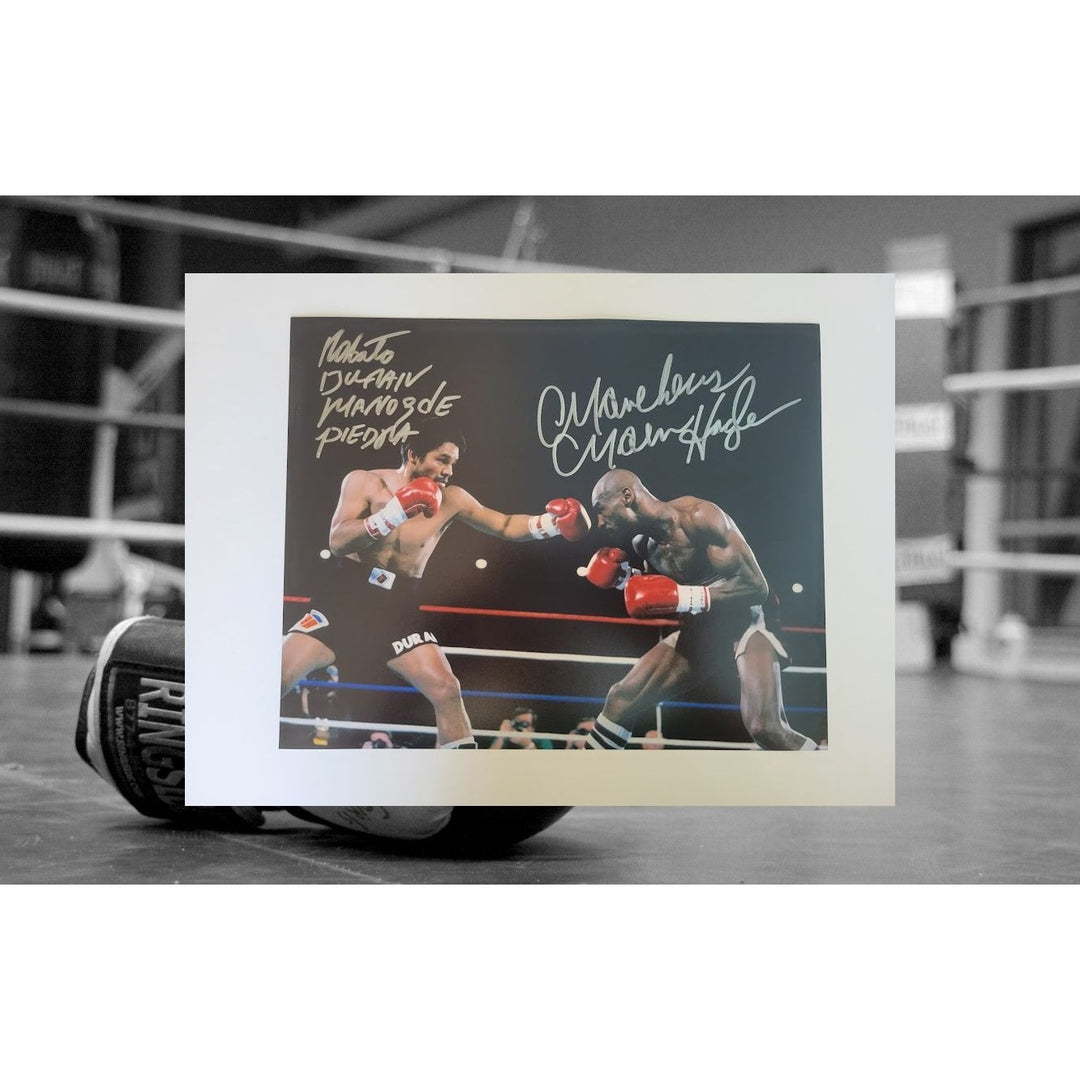 Marvin Hagler and Roberto Duran 8 x 10 photo signed with proof - Awesome Artifacts 