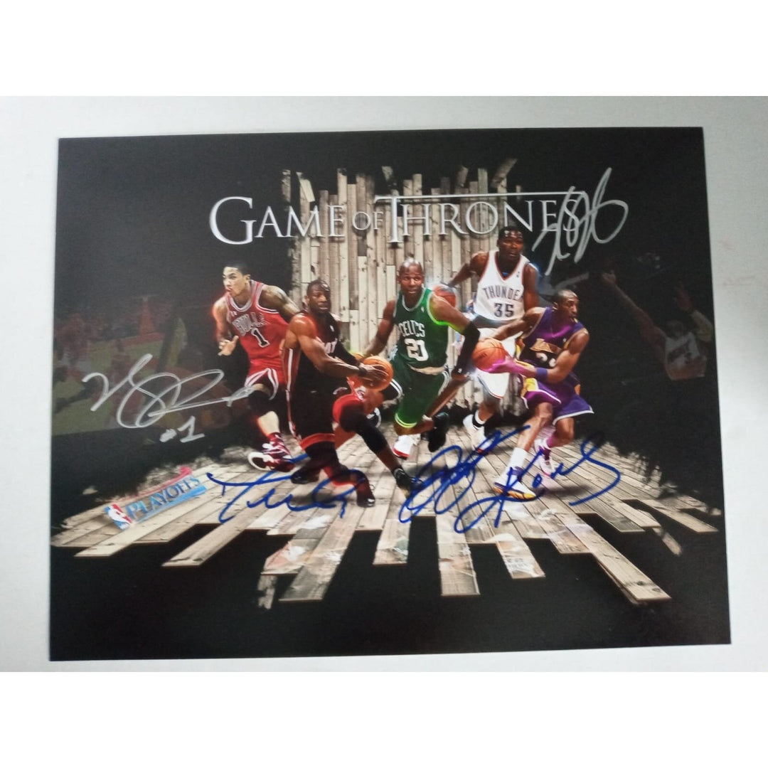 Kobe Bryant Kevin Durant Ray Allen Dwyane Wade Derrick Rose signed photo with proof - Awesome Artifacts 