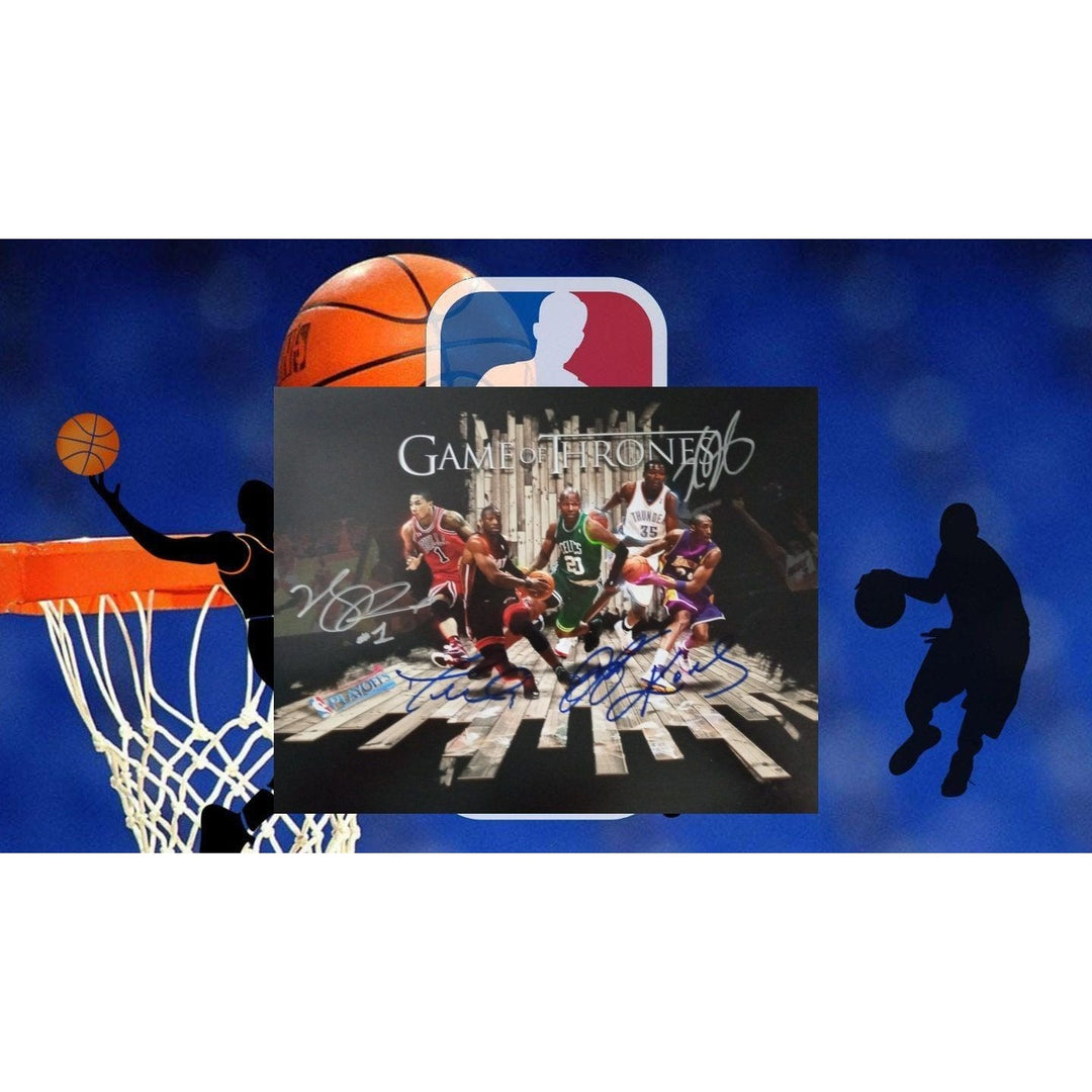 Kobe Bryant Kevin Durant Ray Allen Dwyane Wade Derrick Rose signed photo with proof - Awesome Artifacts 