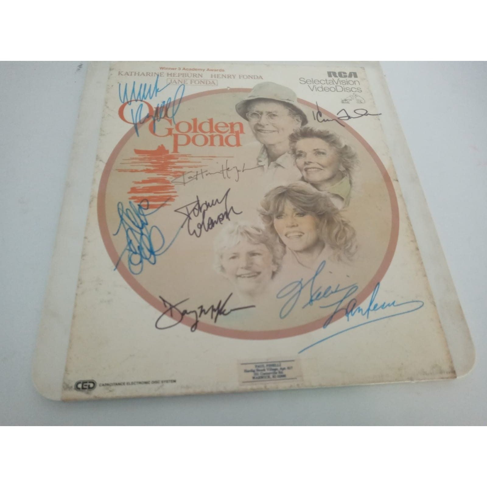 On Golden Pond Katharine Hepburn Jane Fonda Henry Fonda signed RCA video disc 1982 - Awesome Artifacts 