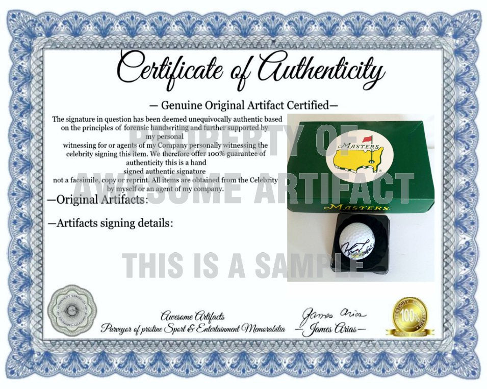 Gary Player Masters golf ball signed with proof
